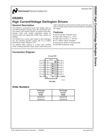 DS2003 High Current/Voltage Darlington Drivers