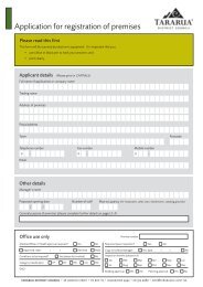 Application for registration of premises - Tararua District Council