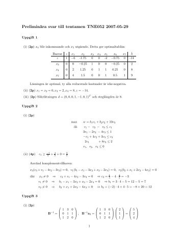 PreliminÃƒÂ¤ra svar till tentamen TNE052 2007-05-29