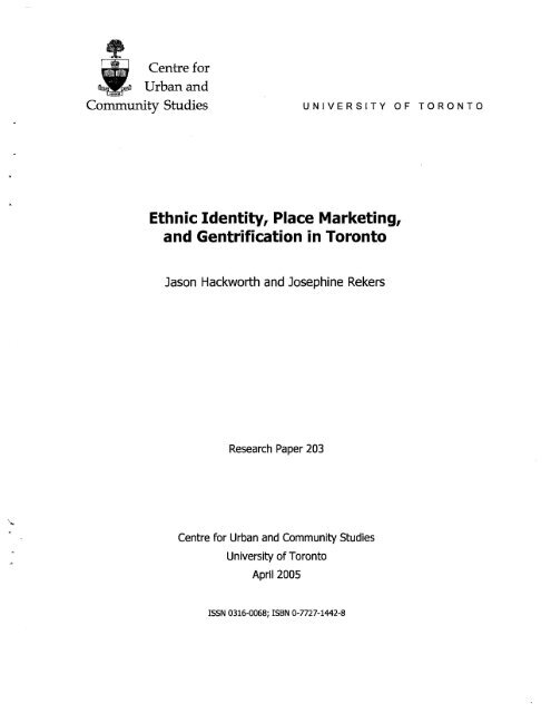 Ethnic Identity, Place Marketing, and Gentrification in ... - Cities Centre