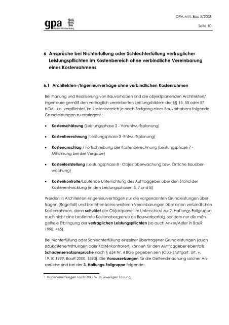 Haftung der Architekten/Ingenieure fÃ¼r BaukostenÃ¼berschreitungen