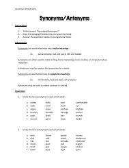 Synonyms/Antonyms
