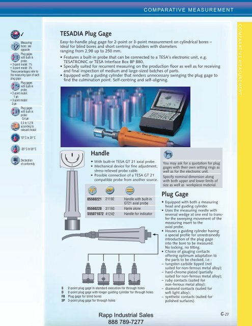 Metrology Equipment Catalog - Rapp Industrial Sales