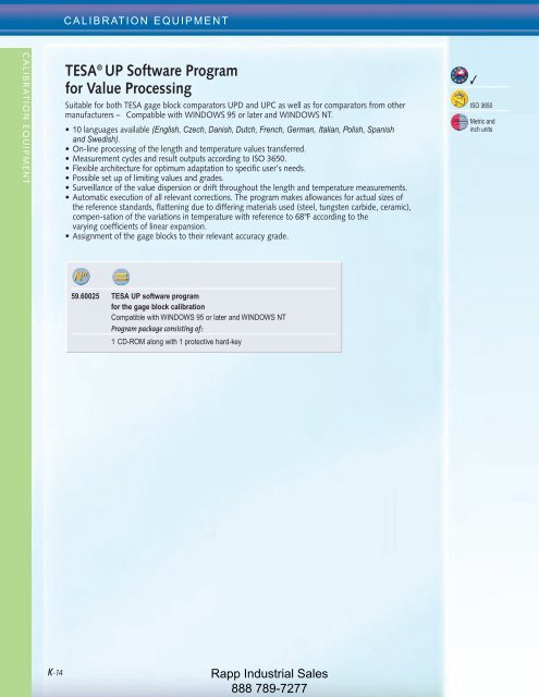 Metrology Equipment Catalog - Rapp Industrial Sales