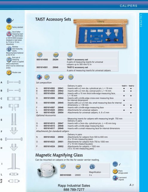 Metrology Equipment Catalog - Rapp Industrial Sales
