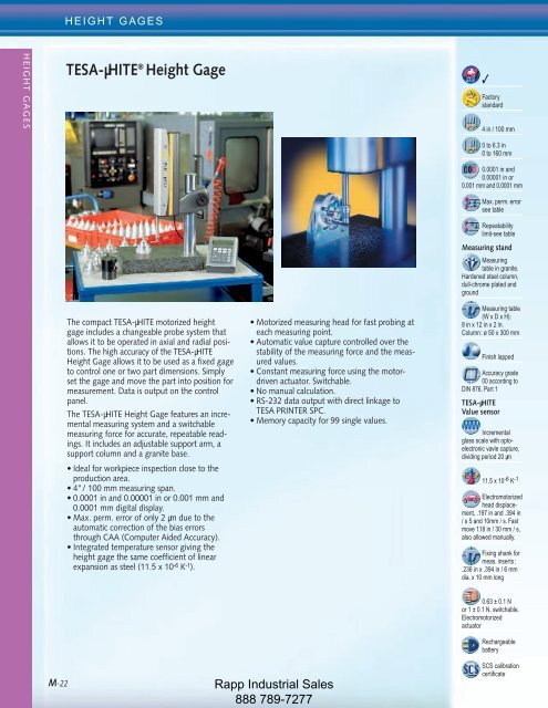 Metrology Equipment Catalog - Rapp Industrial Sales