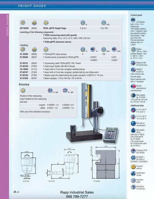 Metrology Equipment Catalog - Rapp Industrial Sales