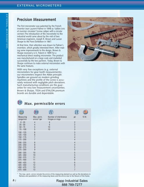 Metrology Equipment Catalog - Rapp Industrial Sales