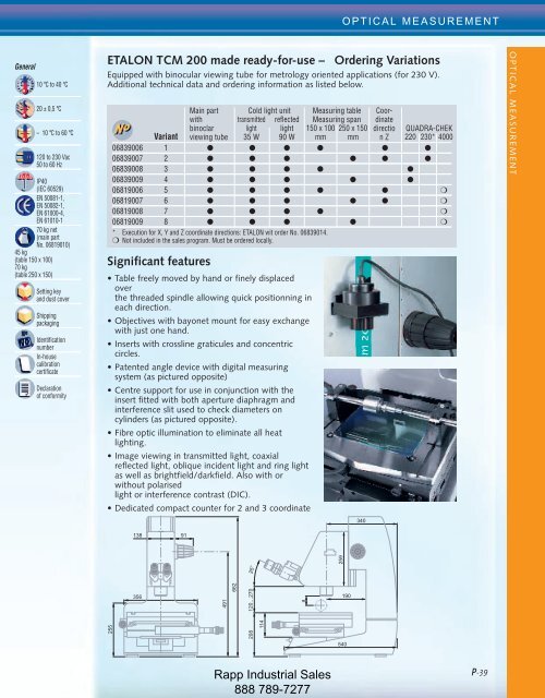 Metrology Equipment Catalog - Rapp Industrial Sales