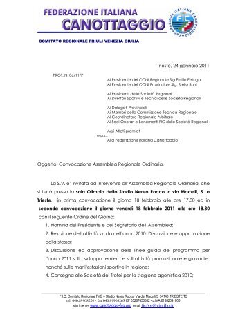 lettera di convocazione - canottaggio-fvg