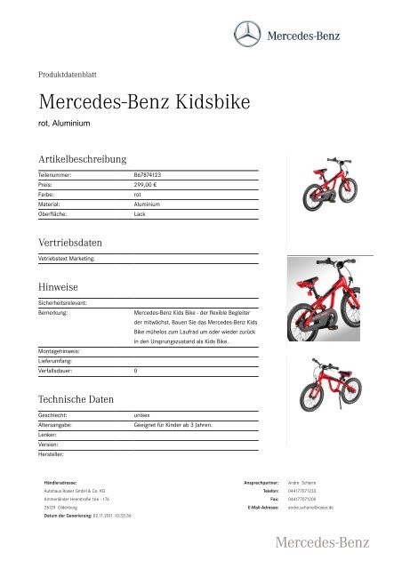 Mercedes-Benz Kidsbike - Autohaus Rosier
