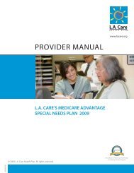 PROVIDER MANUAL - LA Care Health Plan