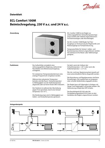 ECL Comfort 100M Beimischregelung, 230 V a.c. und 24 ... - Danfoss