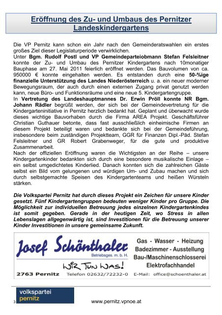 Ordentlicher Gemeindeparteitag 2011 - Pernitz - Volkspartei ...