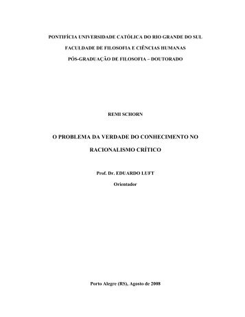 O PROBLEMA DA VERDADE DO CONHECIMENTO NO - Unioeste