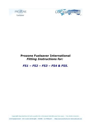 Prozone Fuelsaver International Fitting Instructions for: FS1  â€“ FS2 ...