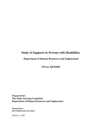 Study of Supports to Persons with Disabilities (PDF) - Department of ...