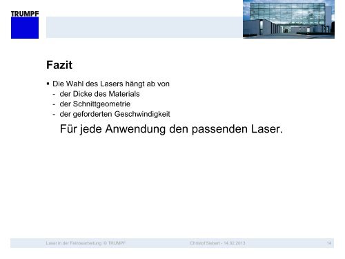 schneiden - TRUMPF Laser