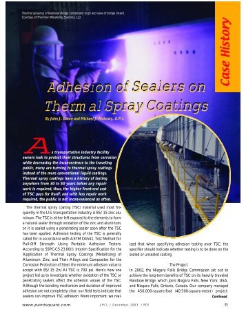 Adhesion of Sealers on Thermal Spray Coatings Adhesion of ...