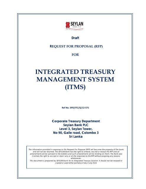 integrated treasury management system &#40;itms&#41; - Seylan Bank