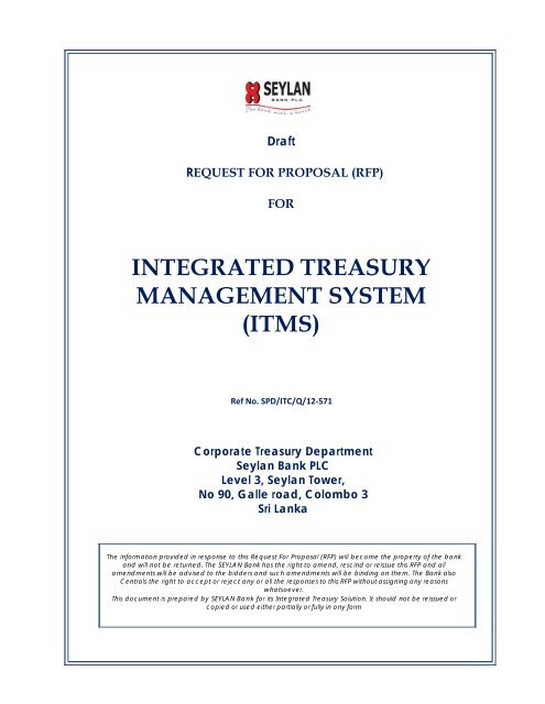 integrated treasury management system &#40;itms&#41; - Seylan Bank