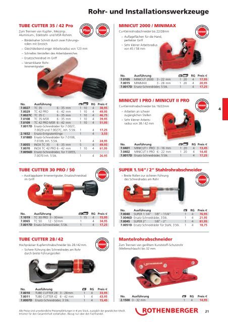 Rohr- und Installationswerkzeuge - Rothenberger