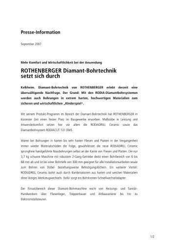 ROTHENBERGER Diamant-Bohrtechnik setzt sich durch