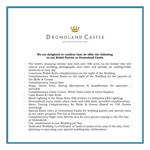 A la Carte Menu - Dromoland Castle Hotel