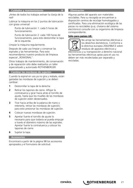 Care and maintenance Operation G H 1 2 4 - Rothenberger