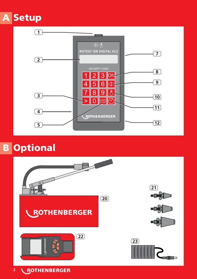 Rotest GW Digital V2.3 USB detección de fugas universal - Rothenberger