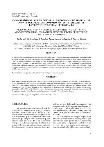 características morfológicas y fisiológicas de semillas ... - Ecotropicos