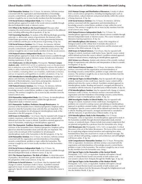 2006-08 Course Descriptions - Catalog - University of Oklahoma