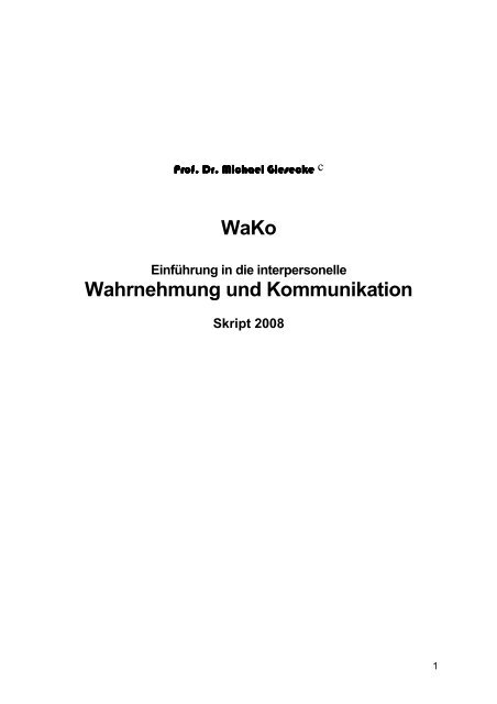 WaKo Wahrnehmung und Kommunikation - Michael Giesecke