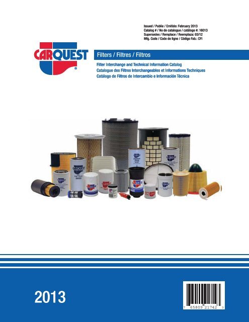 CARQUEST Filters Interchange and Technical Information Catalog