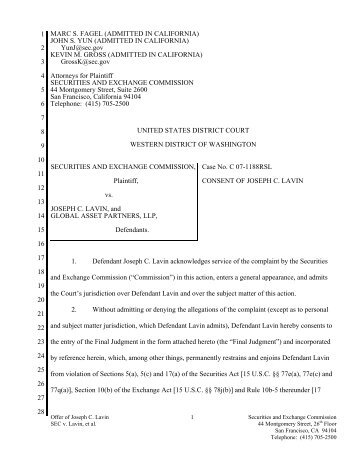 Cftc Proposed Lavin Consent Order With Comments - Joe Lavin'S