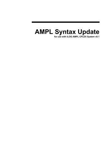 AMPL Syntax Update - Users