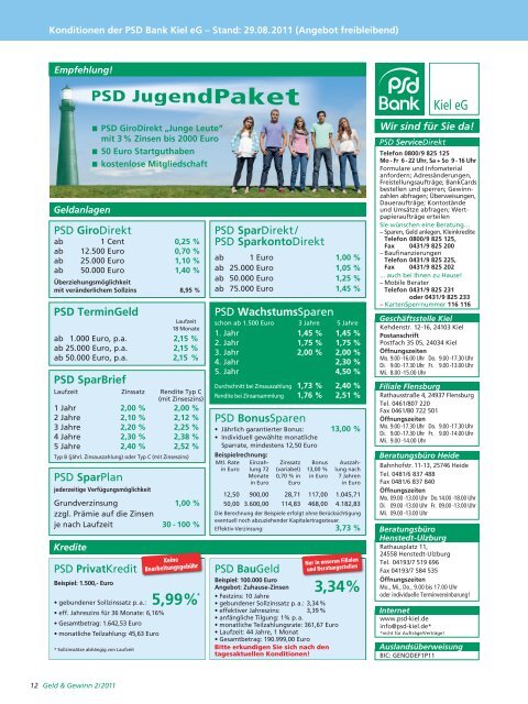 geld & gewinn 2/2011  - PSD Bank Kiel eG