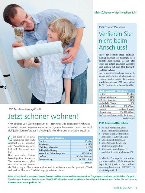 geld & gewinn 2/2011  - PSD Bank Kiel eG