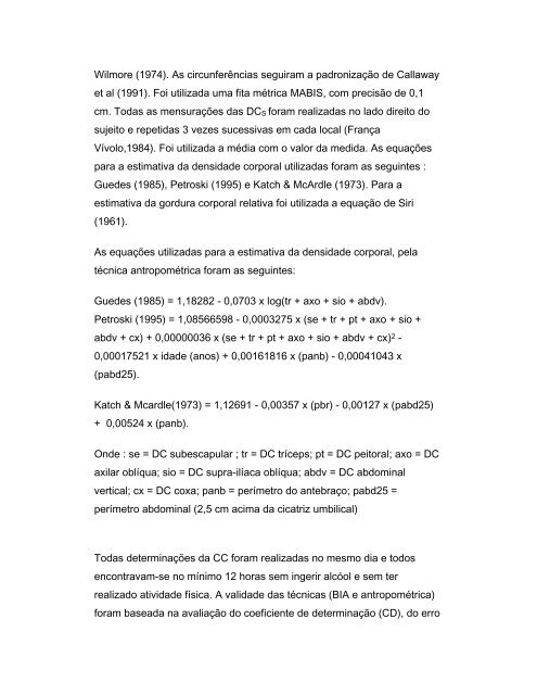 estimativa do percentual de gordura em homens - Sanny