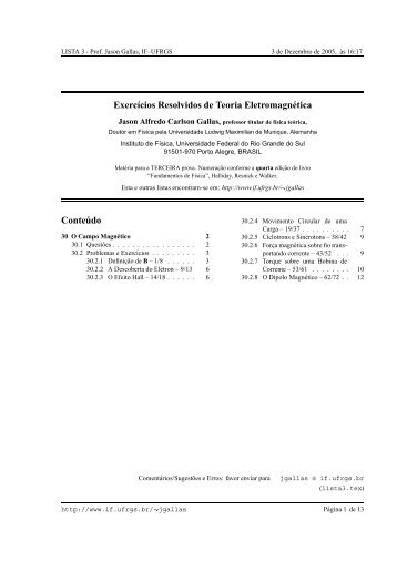 Exercıcios Resolvidos de Teoria Eletromagnética Conte´udo