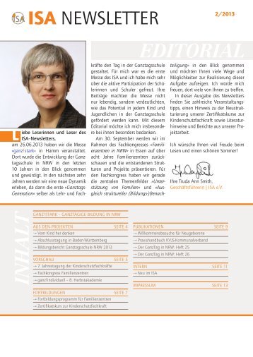 ISA NEWSLETTER EDITORIAL INHALT