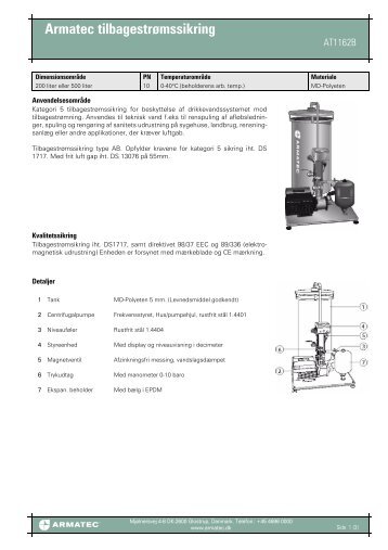 ProduktbladProduktfil Armatec tilbagestrÃ¸mssikring