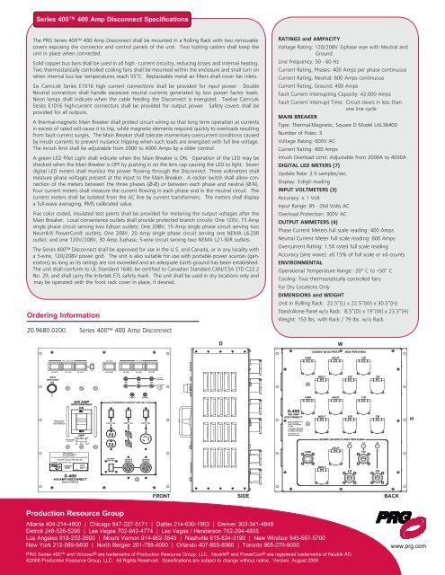 PRG Series 400Ã¢Â„Â¢ 400 Amp Disconnect One Source. Unlimited ...