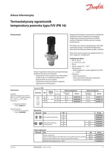 Termostatyczny ogranicznik temperatury powrotu typu FJV ... - Danfoss