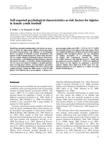 Self-reported psychological characteristics as risk factors for injuries ...