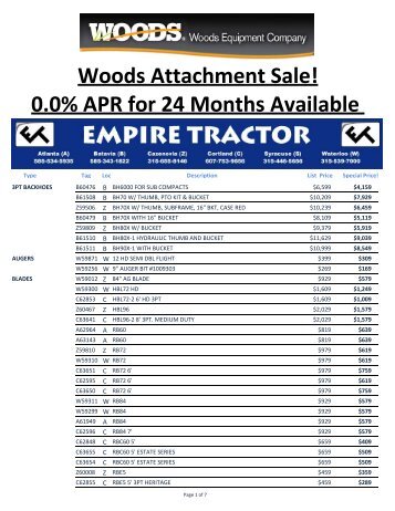 Woods Attachment Sale! 0.0% APR for 24 Months ... - Empire Tractor
