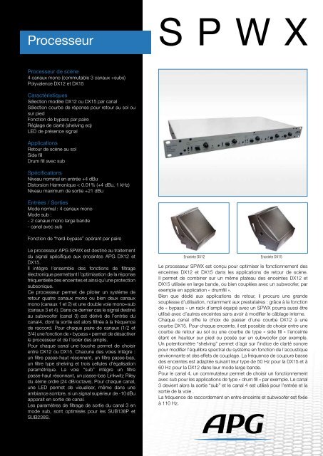 Processeur SPWX - APG