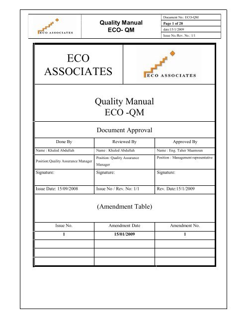 Quality Manual rev 1 - eco associates