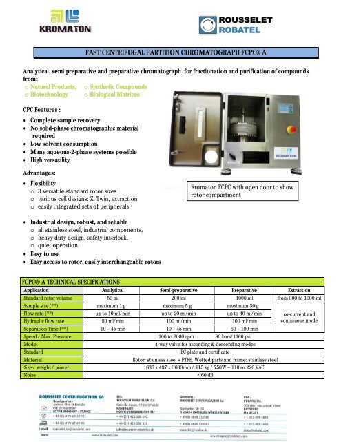 Preparative Scale Kromaton  Brochure - Rousselet Robatel