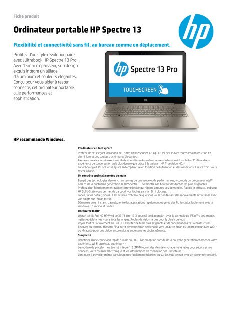 télécharger la fiche technique - HP-Ultrabook-Experience